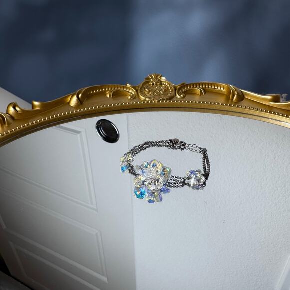 Elegant Crystal Bracelet with Lotus and Butterfly Accents - Picture 1 of 3